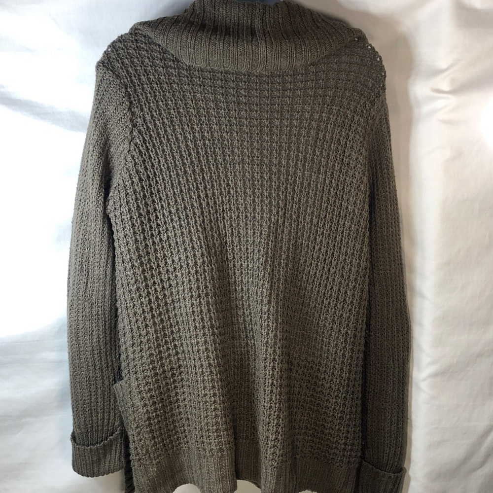 RDI Burnt Olive Green Open-Front Shawl Collar Cardigan, Size S/P/P - Picture 4 of 7